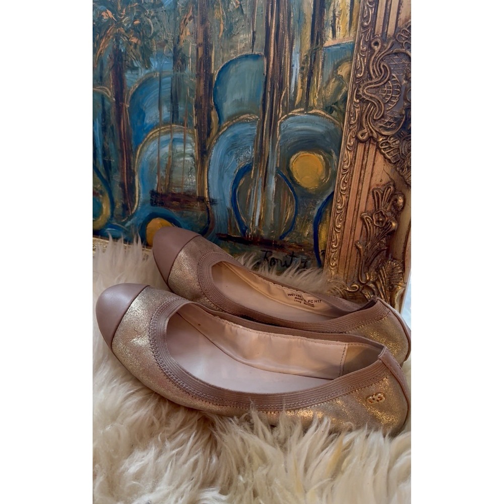 Cole Haan Women's Gold Metallic Leather Cushioned Ballet Elbridge Flats Size 7 - Picture 5 of 11